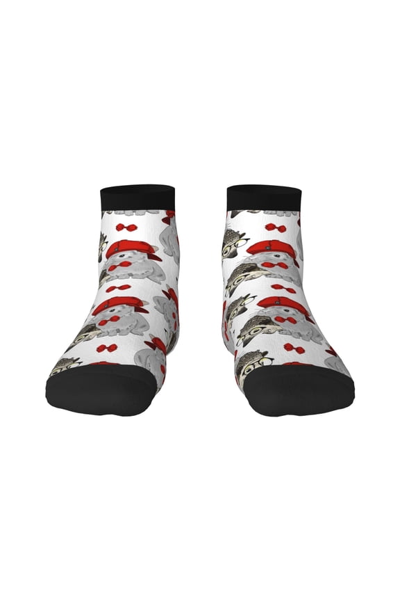 Rabbit And Hedgehog Print Adult Socks, Crew Moisture-wicking Socks, Unisex Cushion Crew Socks,Casual Sports Ankle Socks