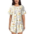 thumbnail image 1 of Fuzoiu Rabbit And Milk Tea Print Women's Short-Sleeved Pajama Set,Lounge Sleepwear Set,Womens Pajama Sets 2 Piece,Button-Up Top and Shorts with Pockets-X-Large, 1 of 7