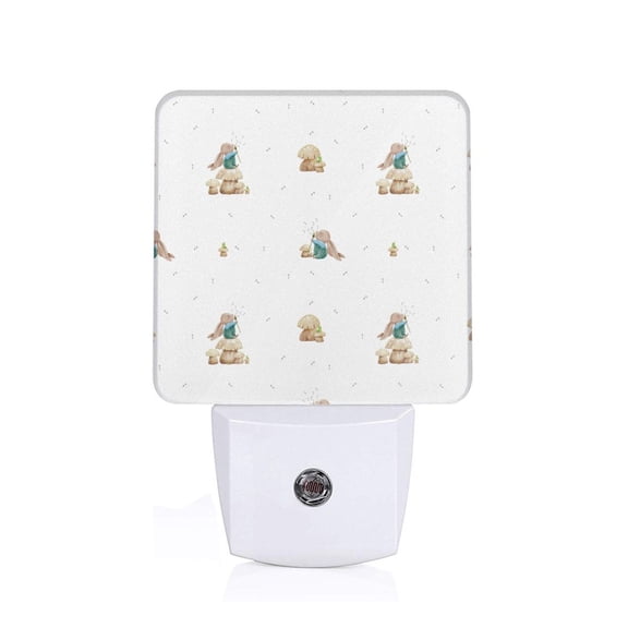 Fuzoiu Rabbit Blowing Dandelions Print Dusk to Dawn LED Night Light with Light Sensor, Energy-Efficient Touch-Safe Night Lamp for Home, Office, and Kids' Rooms-US