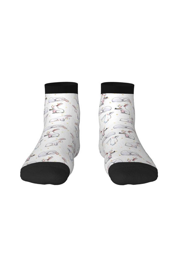 Rabbit Eating Print Adult Socks, Crew Moisture-wicking Socks, Unisex Cushion Crew Socks,Casual Sports Ankle Socks