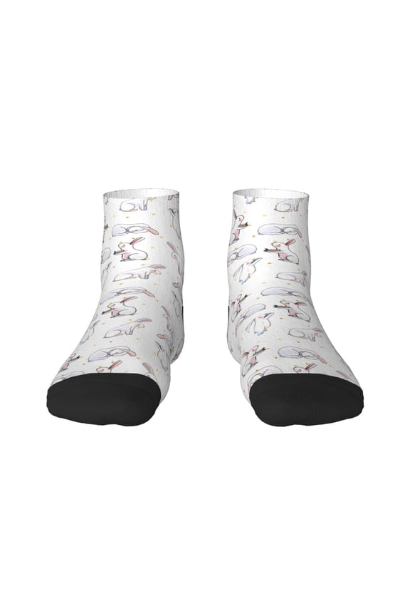 Rabbit Eating Print Adult Socks, Crew Moisture-wicking Socks, Unisex Cushion Crew Socks,Casual Sports Ankle Socks