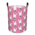 thumbnail image 1 of Fuzoiu Rabbit Holding Flowers Print Circular Hamper,Laundry Basket with Handle,Collapsible Laundry,Dirty Clothes Storage Basket,for Bedroom Bathroom Dorm Living Room-Small, 1 of 6