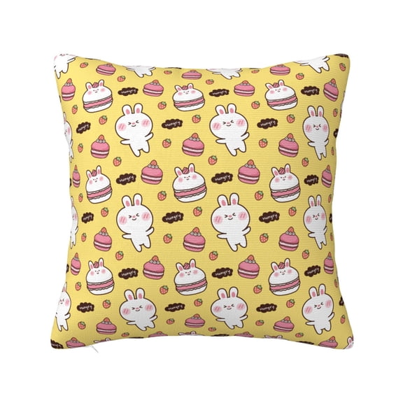 Fuzoiu Rabbit Hunger Print Square Pillow Cover,Hidden Zipper Design,Luxury Square Pillow Case, Throw Pillow,Couch Cushion-12"x12"