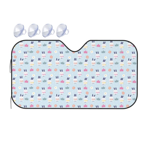 Fuzoiu Rabbit In The Rain Print Car Windshield Sunshade,Foldable Reflective Sun Visor,Windshield Sun Shade,UV Rays Sun Visor Shade,Auto Front Sun Shield Shade-Small
