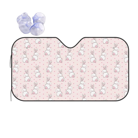 Fuzoiu Rabbit Print Car Windshield Sun Shade,Block Uv Rays Sunshade,Foldable Front Window Sun Visor Protector for Car,SUV,Truck-Keep Vehicle Cool-Rabbit