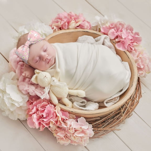 Fuzoiu Rabbit Sunflower Print Baby Bow Headband for Newborns, Baby Girl Head Wrap,Baby Shower Gift,Stretchy Hair Accessories for Newborn Infant Toddlers Kids