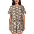 thumbnail image 1 of Fuzoiu Raccoon Print Women's Short-Sleeved Pajama Set,Lounge Sleepwear Set,Womens Pajama Sets 2 Piece,Button-Up Top and Shorts with Pockets-4X-Large, 1 of 7