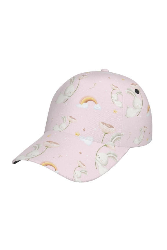 Rainboe And Rabbit Print Adjustable Baseball Cap for Men and Women, Unisex Sports Hat, Sun Protection Hat for Running Workouts and Outdoor Activities All Seasons