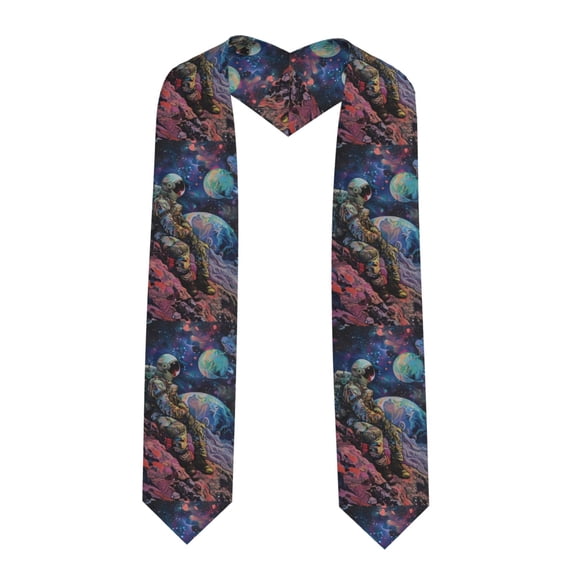 Fuzoiu Rainbow Astronaut Space Landscape Print Graduation Sash,Graduation Stole,Unisex Adult Graduation Stole Shawl 91" Long,for Academic Commencements Shawl-Sharp Corner