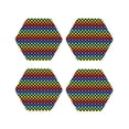 thumbnail image 1 of Fuzoiu Rainbow Chequerboard Print Leather Coasters Set,Drink Coasters Set of 4,for Tabletop Protection, Durable PVC Coasters,Home Décor and Housewarming Gift-Hexagon, 1 of 6