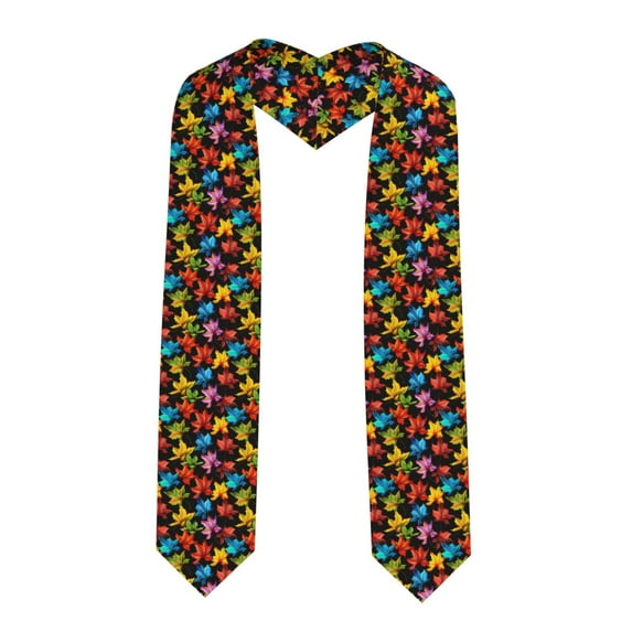 Fuzoiu Rainbow Colorful Maple Leaves Print Graduation Sash,Graduation Stole,Unisex Adult Graduation Stole Shawl 91" Long,for Academic Commencements Shawl-Sharp Corner