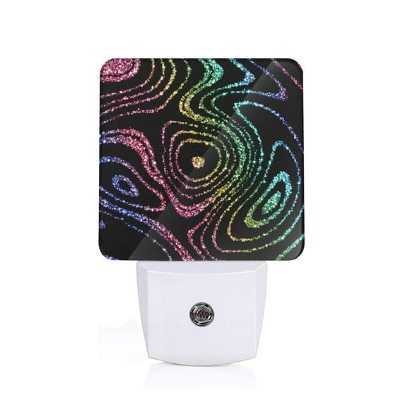 Fuzoiu Rainbow Glitter Print Dusk to Dawn LED Night Light with Light Sensor, Energy-Efficient Touch-Safe Night Lamp for Home, Office, and Kids' Rooms-US