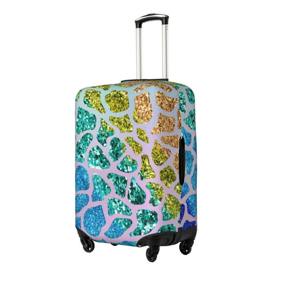 Fuzoiu Rainbow Glitter Print Suitcase Cover,Washable Luggage Covers for Suitcase,Elastic Luggage Protector Cover,Scratch Resistant Travel Suitcase Covers-Medium