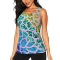 thumbnail image 1 of Fuzoiu Rainbow Glitter Print Women's Workout Tank Top,Athletic Racerback Sports Tank,Tops Sleeveless Running Loose Fit Yoga Tops,Active Shirts for Yoga, Running, and Gym-Large, 1 of 7