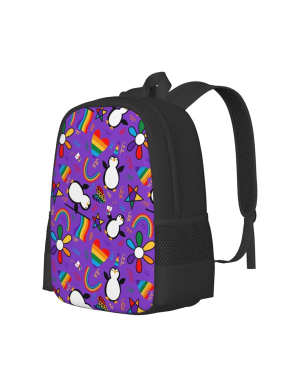 Rainbow Lgbt Penguin Print Large Capacity Backpack,Travel Backpack,Laptop Bag,College School Rucksack Bag,for School, Travel & Outdoor Activities