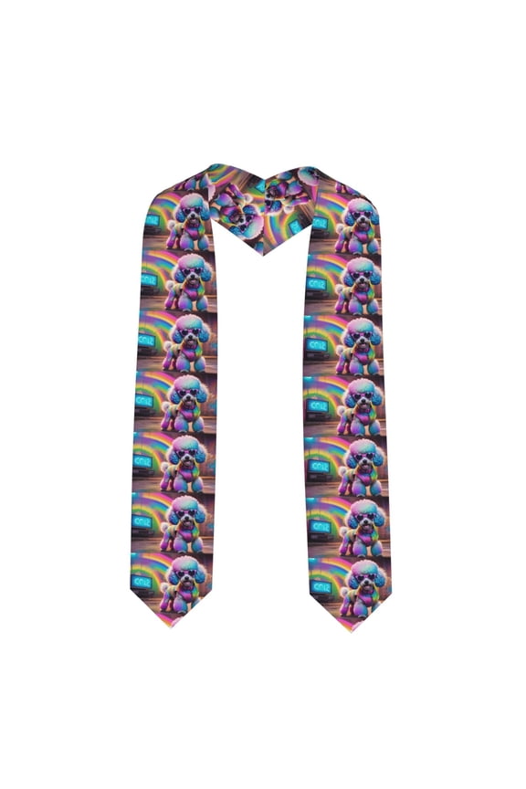 Rainbow Poodle Urban Street Print Graduation Sash,Graduation Stole,Unisex Adult Graduation Stole Shawl 91" Long,for Academic Commencements Shawl-Sharp Corner