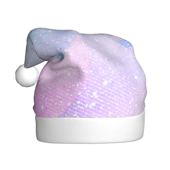 Fuzoiu Rainbow Print Santa Hat Christmas Hat for Adults,Santa Hats with Pompom, Unisex Xmas Holiday Hat for Christmas New Year Festive Party Supplies