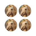 thumbnail image 1 of Fuzoiu Rainbow White Horse Print Leather Coasters Set,Drink Coasters Set of 4,for Tabletop Protection, Durable PVC Coasters,Home Décor and Housewarming Gift-Round Shape, 1 of 6