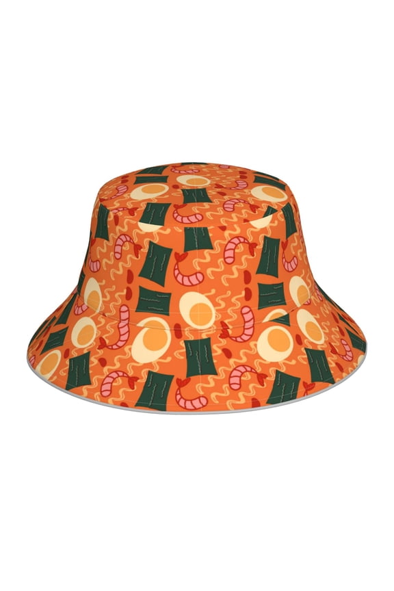 Ramen Noodle Soup Print Reflective Bucket Hat,Outdoor Hat for Men and Women,Bucket Hat for Travel Fishing Hunting Summer Camp