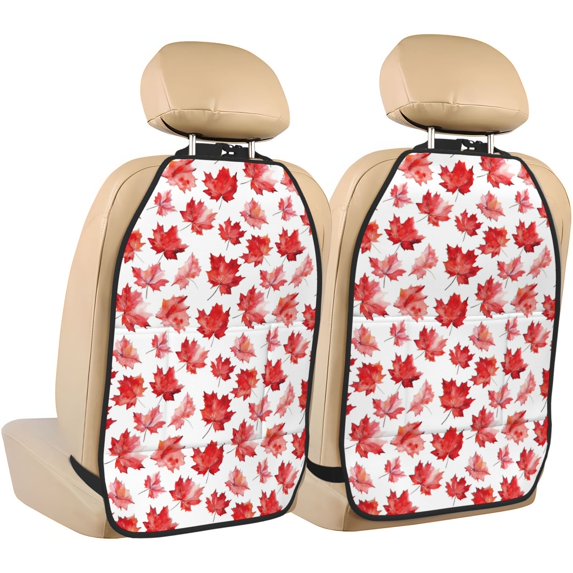Fuzoiu Realistic Maple Leaf Print 2 Pack Kick Mat Back Seat Protector With 3 Storage Pockets, Universal Car Seat Back Organizer For Kids Pets, Waterproof Backseat Protector For Most Car