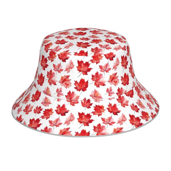 Fuzoiu Realistic Maple Leaf Print Reflective Bucket Hat,Outdoor Hat for Men and Women,Bucket Hat for Travel Fishing Hunting Summer Camp