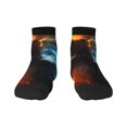 thumbnail image 1 of Fuzoiu Red And Blue Fire Cat Print Adult Socks, Crew Moisture-wicking Socks, Unisex Cushion Crew Socks,Casual Sports Ankle Socks, 1 of 7