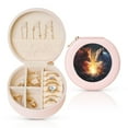 thumbnail image 1 of Fuzoiu Red And White Flame Fox Print Portable Jewelry Box,Round Mini Leather Travel Jewelry Case,Small Travel Jewelry Organizer,Jewelry Holder for Ring Necklace Earring for Women Girls-Pink, 1 of 7