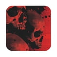 thumbnail image 1 of Fuzoiu Red And Black Abstract Skull Print Leather Coasters Set,Drink Coasters Set of 6,for Tabletop Protection, Durable PVC Coasters,Home Décor and Housewarming Gift,Square, 1 of 7