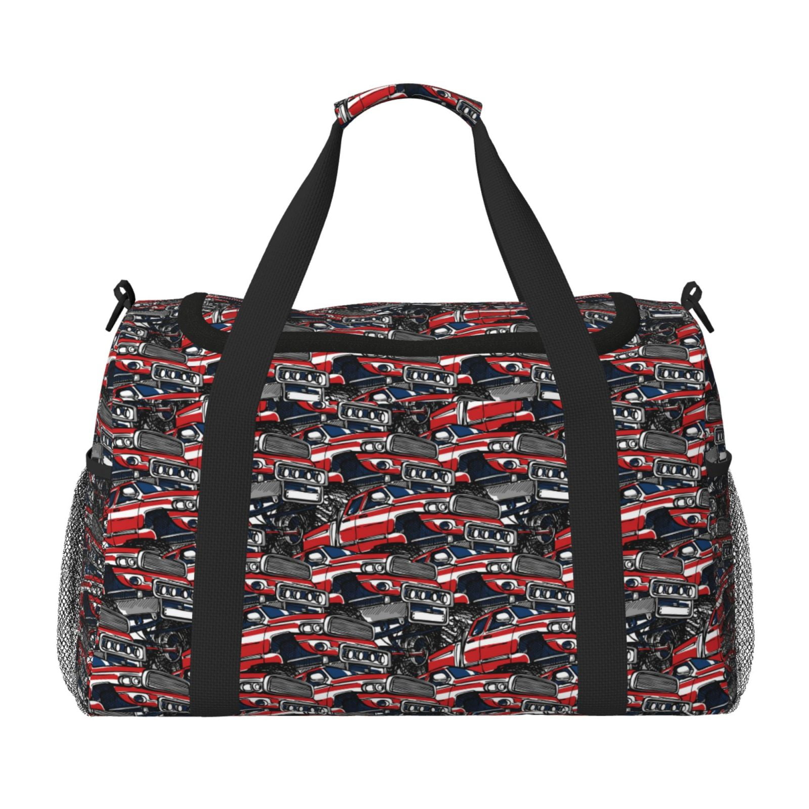 Fuzoiu Red And Blue Cars Print Travel Duffle Bag,Carry On Tote Bags,Duffel Bag,Sport Gym Bag, Hospital Bag for Labor and Delivery, Overnight Bag,Luggage Bag