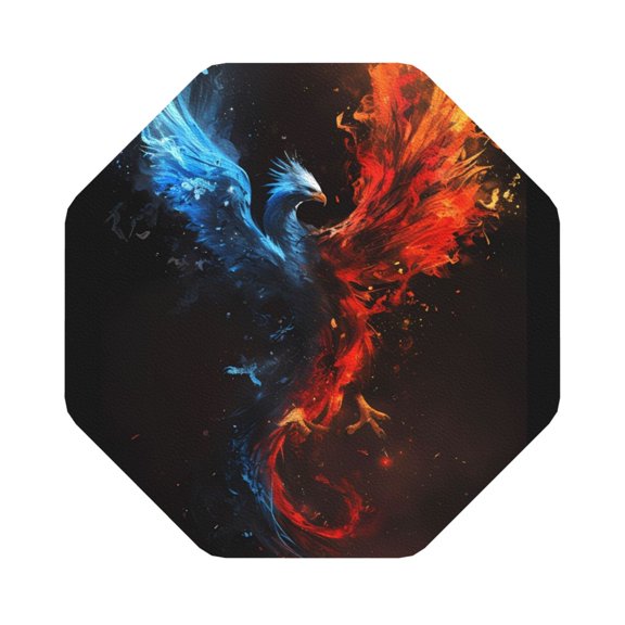 Fuzoiu Red And Blue Fire Bird Print Leather Coasters Set,Drink Coasters Set of 6,for Tabletop Protection, Durable PVC Coasters,Home Décor and Housewarming Gift,Octagon