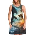 thumbnail image 1 of Fuzoiu Red And Blue Flame Wave Dragon Print Women's Sleeveless Dress,Summer Dresses for Women,Casual Sundresses,Beach Sleeveless T-shirt Swing Dress with Pockets, 1 of 7