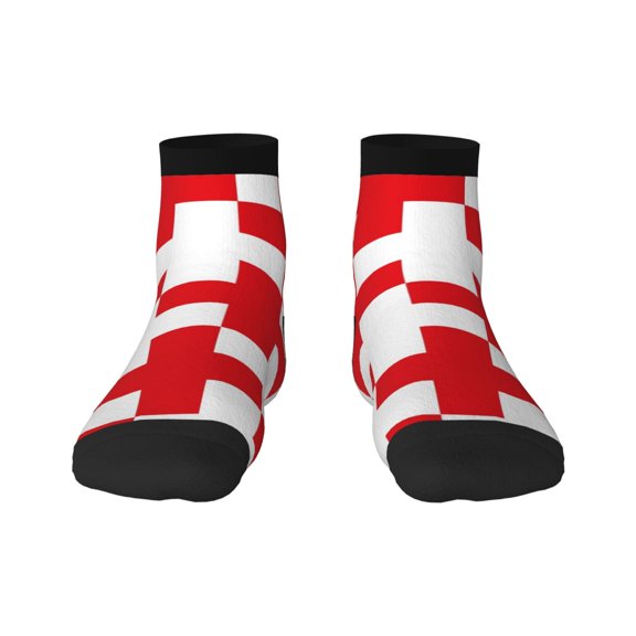 Fuzoiu Red Cross 1 Print Adult Socks, Crew Moisture-wicking Socks, Unisex Cushion Crew Socks,Casual Sports Ankle Socks