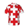 thumbnail image 1 of Fuzoiu Red Cross 1 Print Hawaiian Shirt for Men, Summer Beach Casual Short Sleeve Button Down Shirts, Men’s Beach Summer Shirts with Pocket,Large, 1 of 7