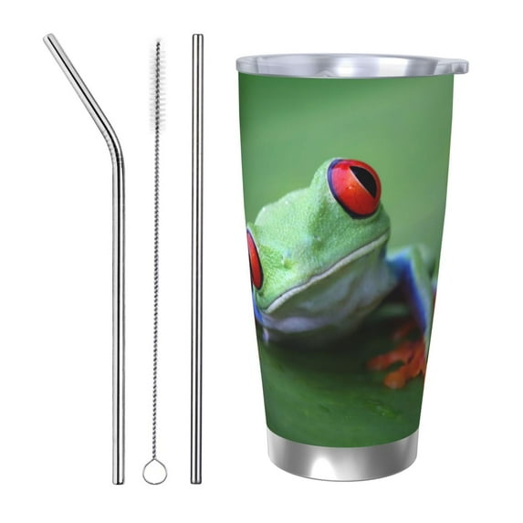 Fuzoiu Red-Eyed Tree Frog-1 Print 20oz Tumbler, Stainless Steel Vacuum Insulated Car Cup, Insulated Coffee Mug,Travel Mug with Lid,Thermal Cup for Outdoor-Straw Three-piece Set