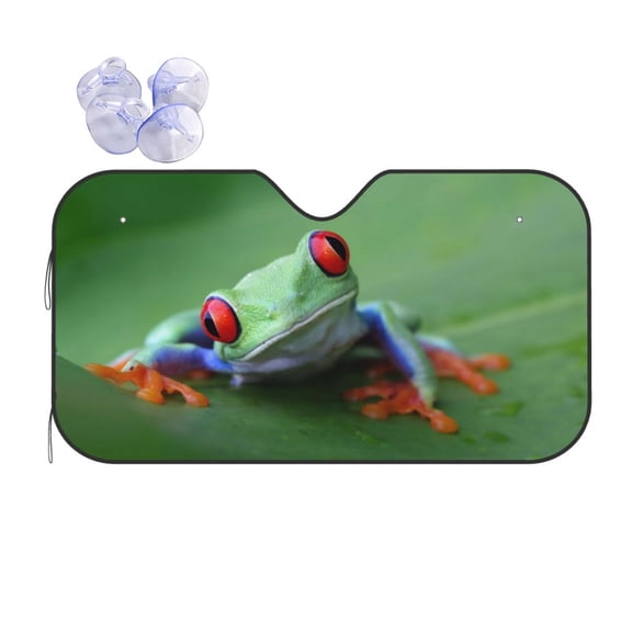 Fuzoiu Red-Eyed Tree Frog-1 Print Car Windshield Sun Shade,Block Uv Rays Sunshade,Foldable Front Window Sun Visor Protector for Car,SUV,Truck-Keep Vehicle Cool-Red-Eyed Tree Frog-1