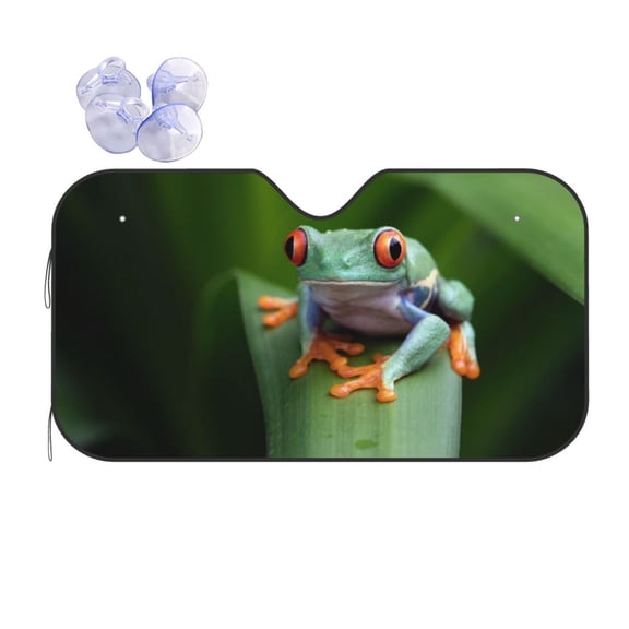 Fuzoiu Red-Eyed Tree Frog Print Car Windshield Sun Shade,Block Uv Rays Sunshade,Foldable Front Window Sun Visor Protector for Car,SUV,Truck-Keep Vehicle Cool-Red-Eyed Tree Frog
