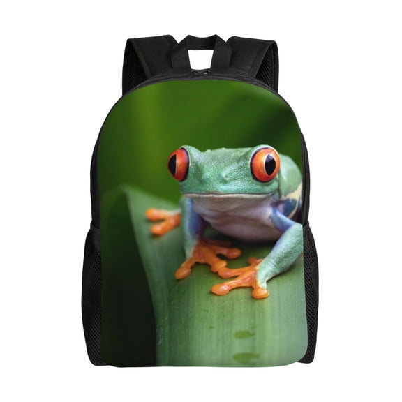 Fuzoiu Red-Eyed Tree Frog Print Laptop Backpack,Work Business Backpacks, Large Capacity Nurse Bag College Bookbag for School, Waterproof Casual Daypack for Travel
