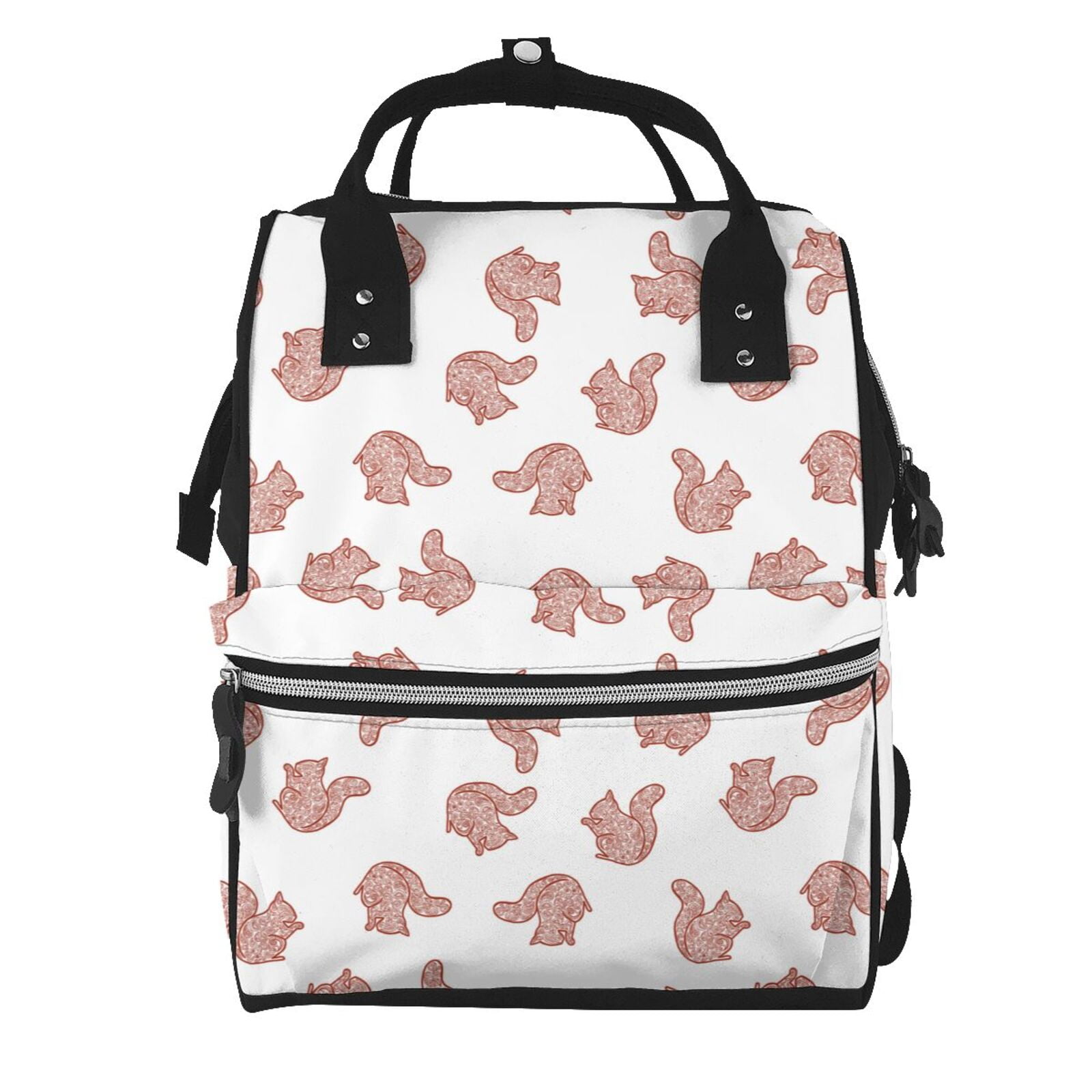 Fuzoiu Red Fox Print Diaper Bag Backpack,Baby Essentials Travel Tote,Multi function Waterproof Diaper Bag, Travel Essentials Baby Bag - Unisex
