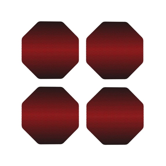 Fuzoiu Red Geometric Print Leather Coasters Set,Drink Coasters Set of 4,for Tabletop Protection, Durable PVC Coasters,Home Décor and Housewarming Gift-Octagon