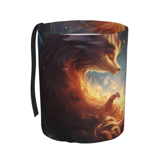 Fuzoiu Red And Gray Flame Fox Print Car Trash Can,Leakproof Car Trash Can,Hanging Garbage Bin,Vehicle Trash Can, Suitable for Sedans, SUVs, MPVs & Trucks