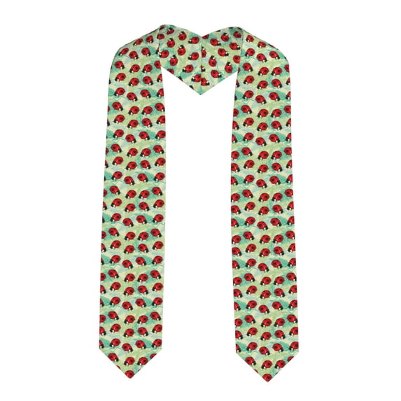 Fuzoiu Red Ladybugs And Leaf Print Graduation Sash,Graduation Stole,Unisex Adult Graduation Stole Shawl 91" Long,for Academic Commencements Shawl-Sharp Corner