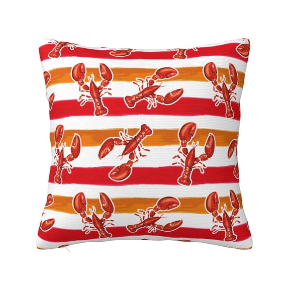 Fuzoiu Red Lobster Print Square Pillow Cover,Hidden Zipper Design,Luxury Square Pillow Case, Throw Pillow,Couch Cushion-26"x26"