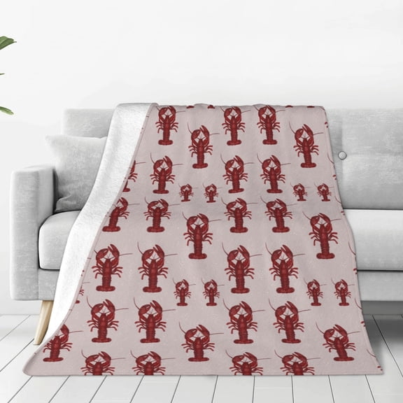 Fuzoiu Red Lobster With Claws Print Ultra-Soft Micro Fleece Blanket,All Seasons Flannel Throw, Lightweight Blanket for Bed, Sofa, Couch, Movie Night, Camping, and Travel-40"x30"