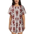 thumbnail image 1 of Fuzoiu Red Lobster With Claws Print Women's Short-Sleeved Pajama Set,Lounge Sleepwear Set,Womens Pajama Sets 2 Piece,Button-Up Top and Shorts with Pockets-Medium, 1 of 7