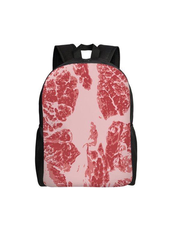 Red Meat Print Laptop Backpack,Work Business Backpacks, Large Capacity Nurse Bag College Bookbag for School, Waterproof Casual Daypack for Travel