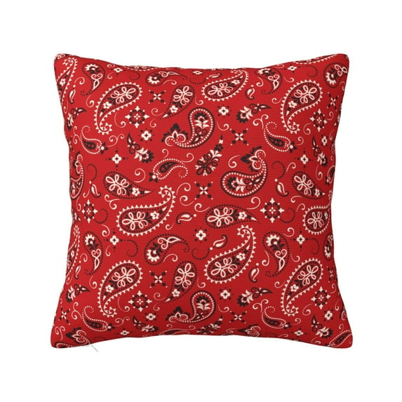 Fuzoiu Red Paisley Floral Print Square Pillow Cover,Hidden Zipper Design,Luxury Square Pillow Case, Throw Pillow,Couch Cushion-18"x18"