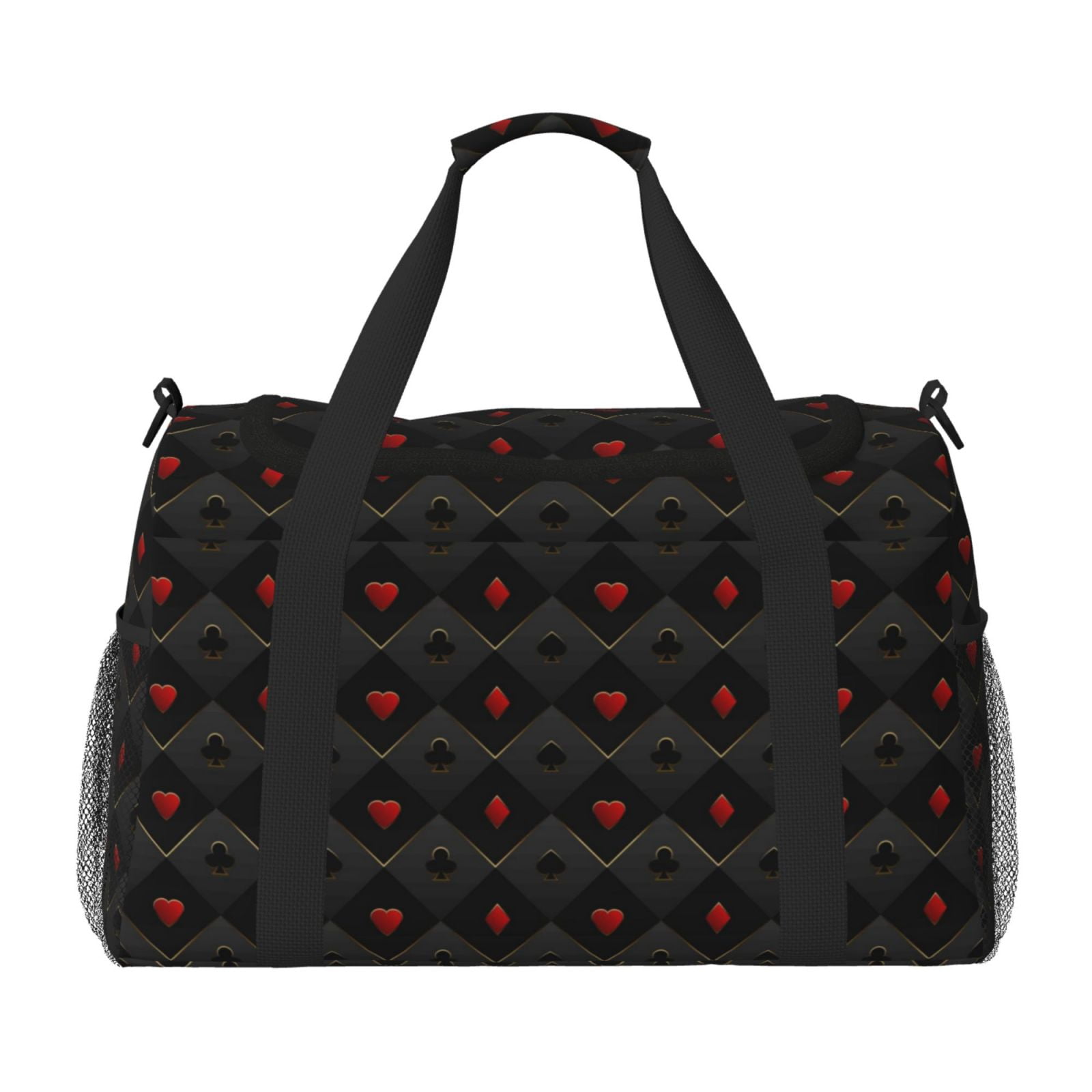 Fuzoiu Red Poker Print Travel Duffle Bag,Carry On Tote Bags,Duffel Bag,Sport Gym Bag, Hospital Bag for Labor and Delivery, Overnight Bag,Luggage Bag