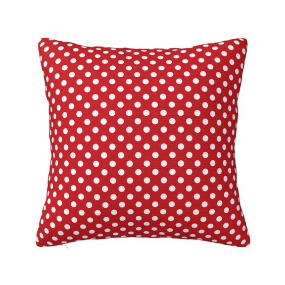 Fuzoiu Red Polka Dot Print Square Pillow Cover,Hidden Zipper Design,Luxury Square Pillow Case, Throw Pillow,Couch Cushion-26"x26"