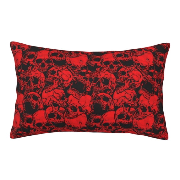 Fuzoiu Red Skulls 3 Print Fuzzy Pillowcases, Super Soft Pillow Case Cover with Zipper for Bedroom, Sofa, Couch,Cozy Pillow Shams for All Seasons-16"x24"