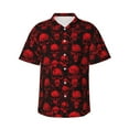 thumbnail image 1 of Fuzoiu Red Skulls Print Hawaiian Shirt for Men, Summer Beach Casual Short Sleeve Button Down Shirts, Men’s Beach Summer Shirts with Pocket,XX-Large, 1 of 7